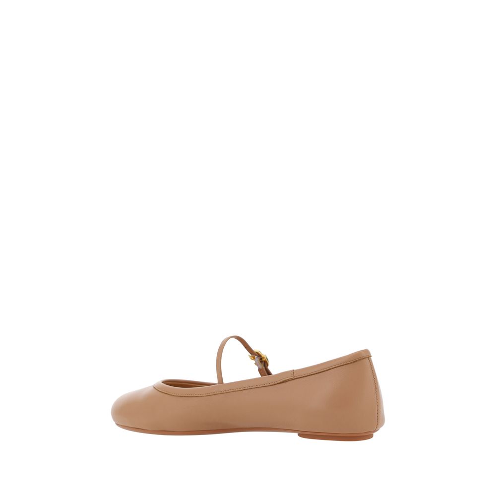 Tan leather Mary Jane ballet flat from Gianvito Rossi Carla Ballerinas collection