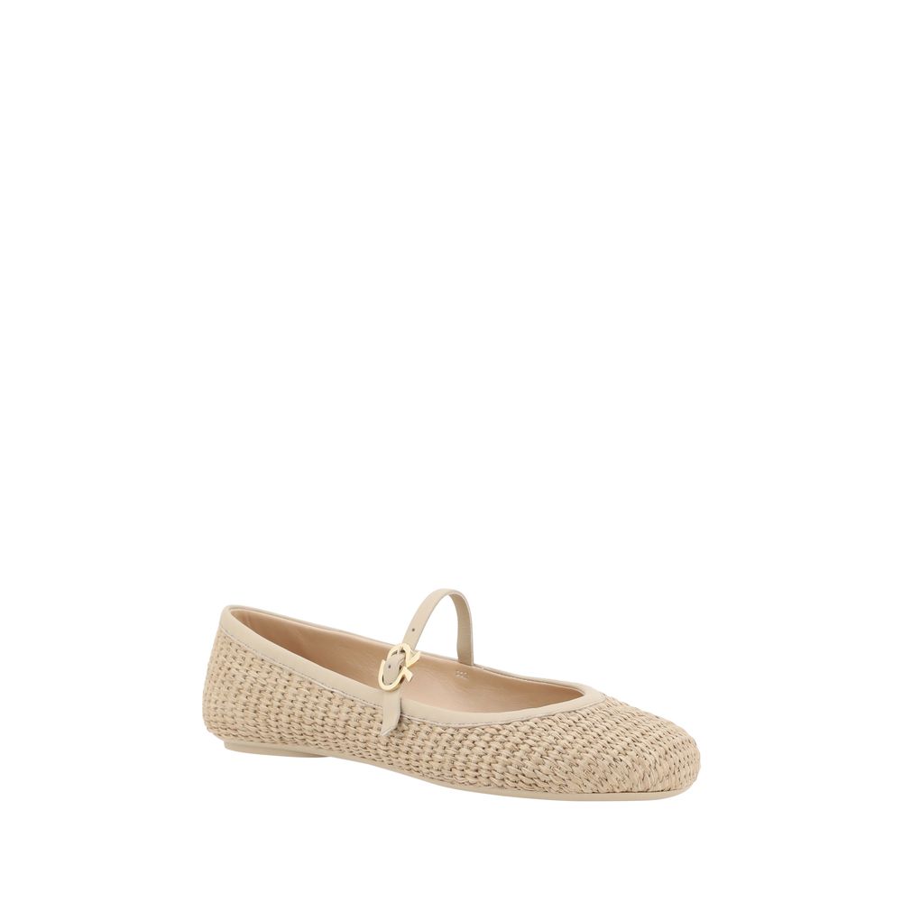 Beige woven Mary Jane flat Gianvito Rossi Carla Marbella Ballerinas stylish footwear