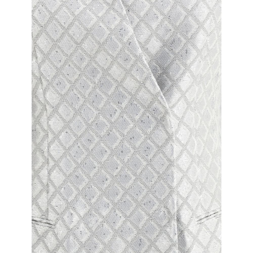 Gray diamond-patterned Giorgio Armani Sequin embroidered Blazer for sophisticated style