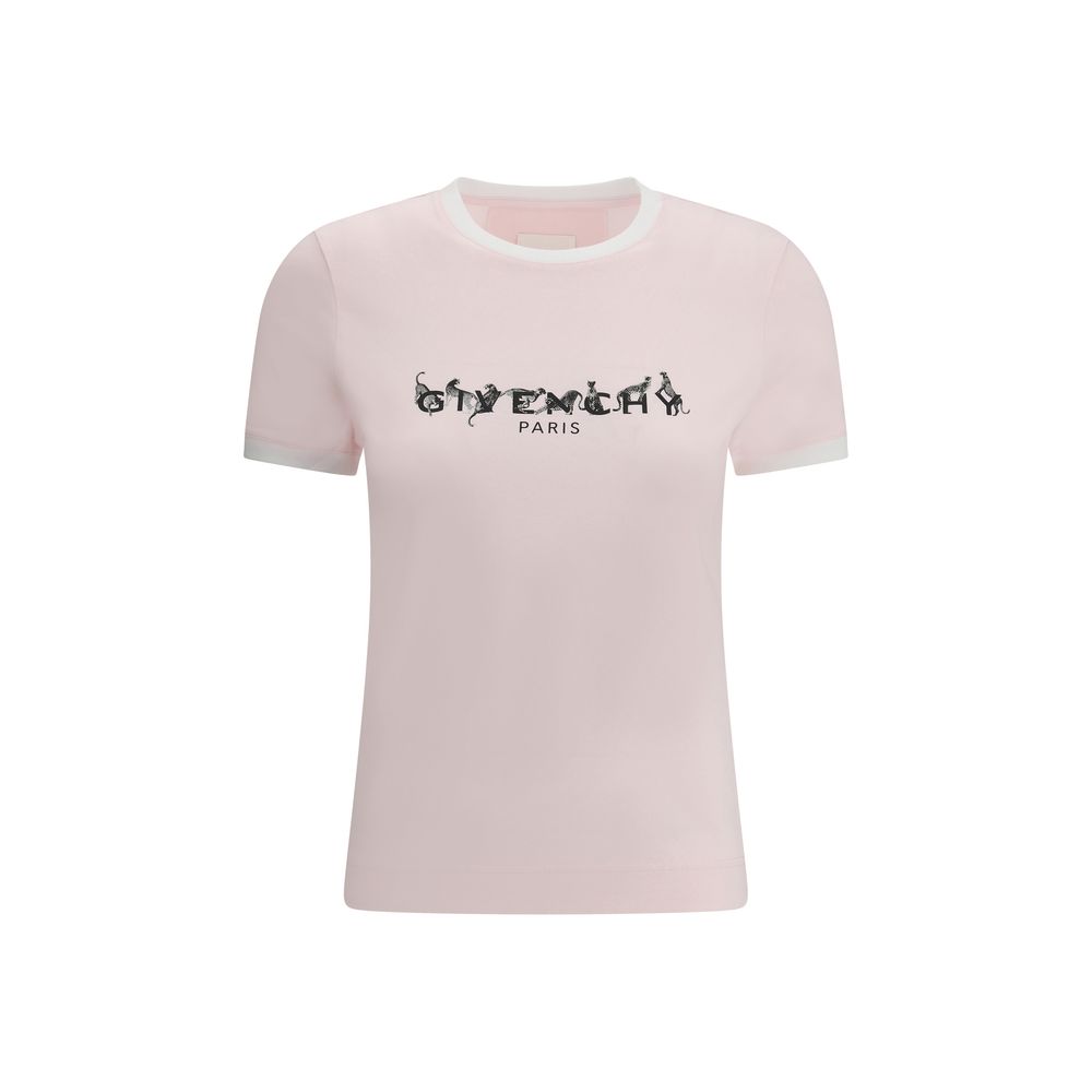 Pink Givenchy Ringer T-Shirt with white trim, stylish casual wear for any occasion