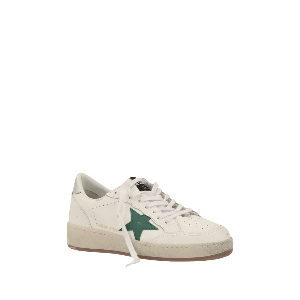 White leather sneaker with green star from Golden Goose Ball Star collection