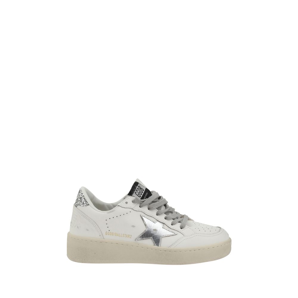 White leather sneaker with silver star from Golden Goose Ball Star 2 collection