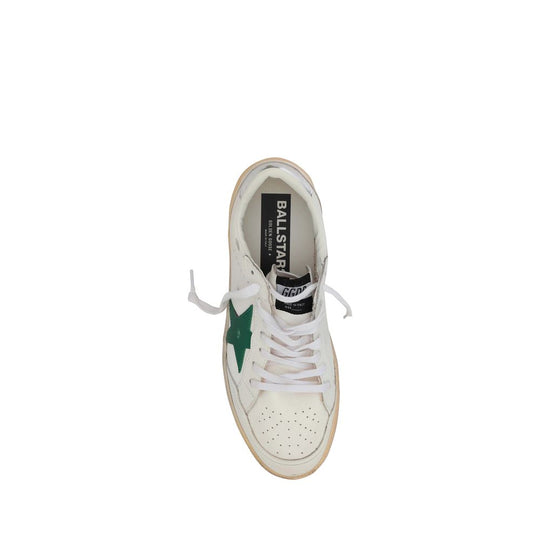 White leather sneaker with green star from Golden Goose Ball Star 2 Sneakers collection