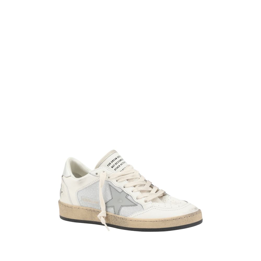 White and gray low-top sneakers from Golden Goose Ball Star collection