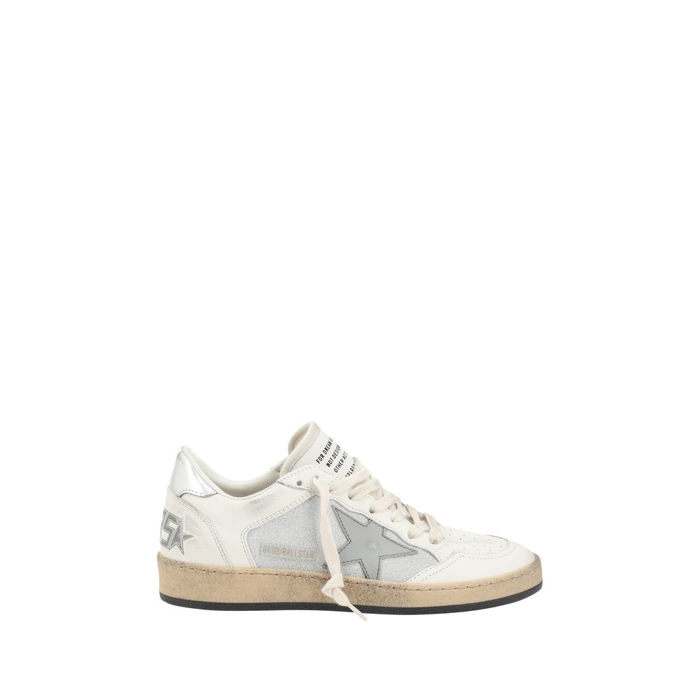 White leather Golden Goose Ball Star Sneakers with star detail for stylish footwear