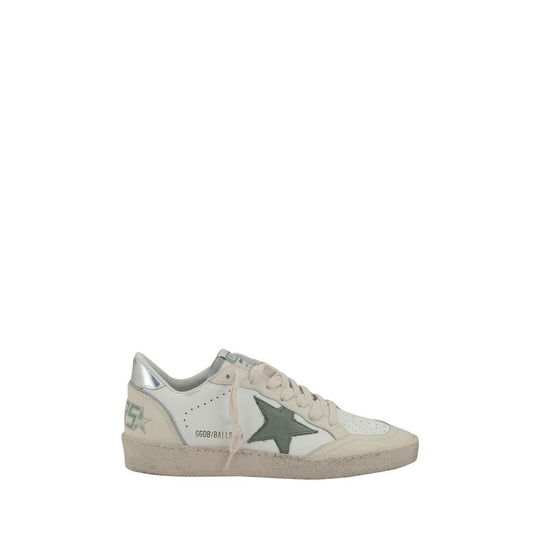 Distressed white and green Golden Goose Ball Star Sneakers for a stylish look