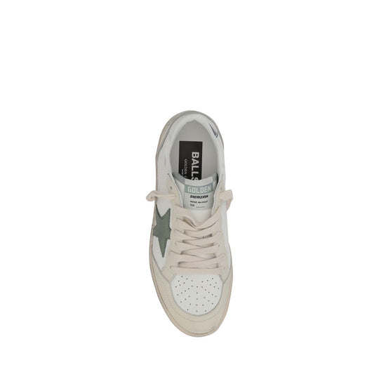 White and green Golden Goose Ball Star Sneakers showcasing stylish design and quality