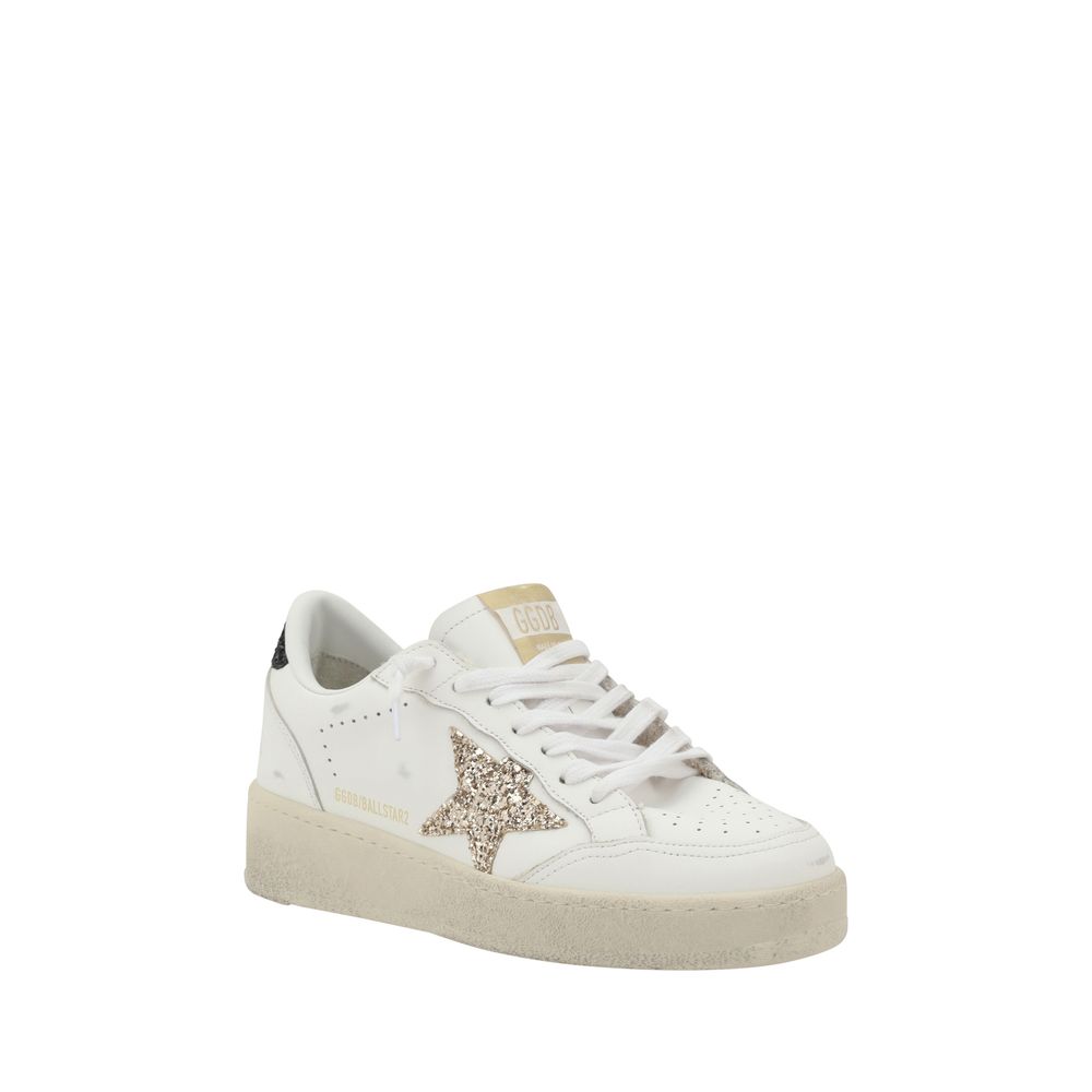 White leather sneaker with glitter star from Golden Goose Ball Star Sneakers collection