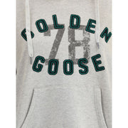 Gray hoodie with green lettering featuring the Golden Goose logo for stylish comfort