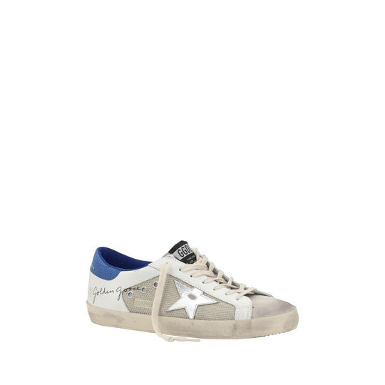 Distressed white and silver Golden Goose Super Star Sneakers for stylish casual wear