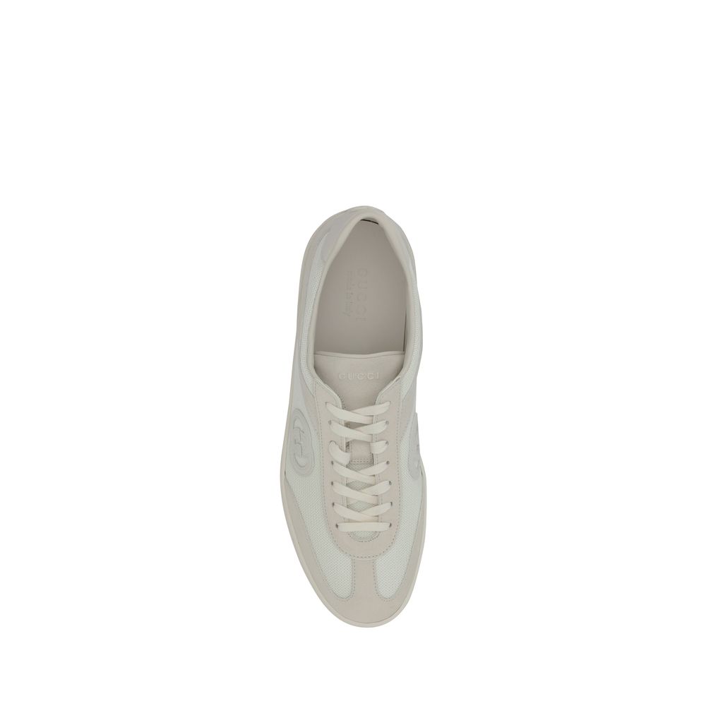 Off-white lace-up sneaker from Gucci G74 Sneakers collection for stylish comfort