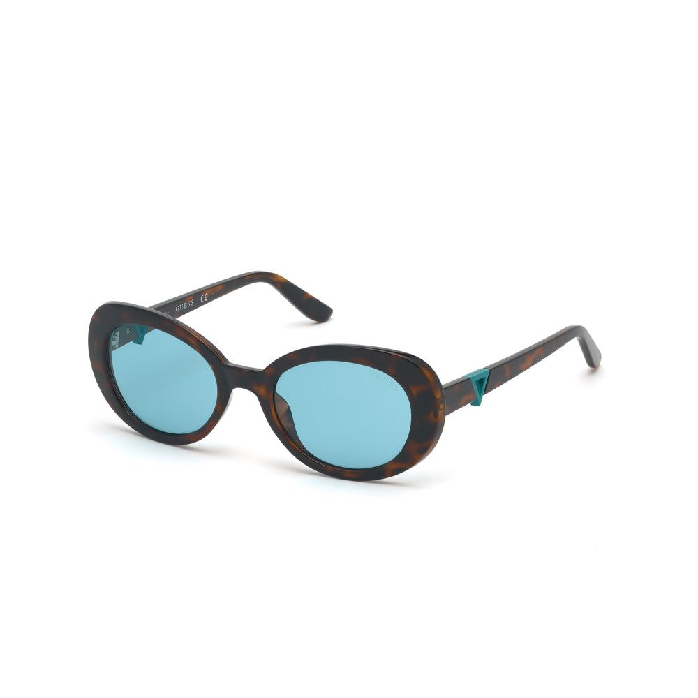 Oval tortoiseshell Guess Bicolor Injected sunglasses with blue lenses for stylish summers