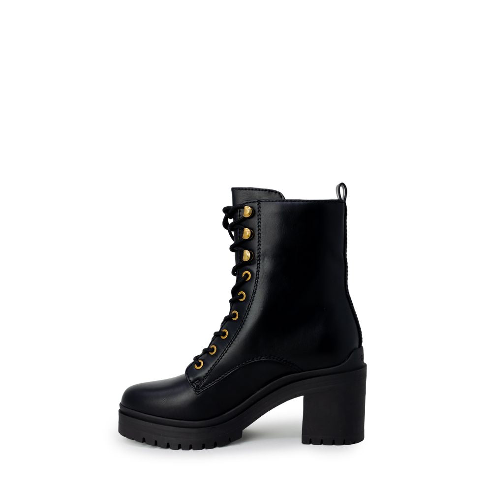 Black heeled combat boot from Guess Black Polyethylene for stylish durability