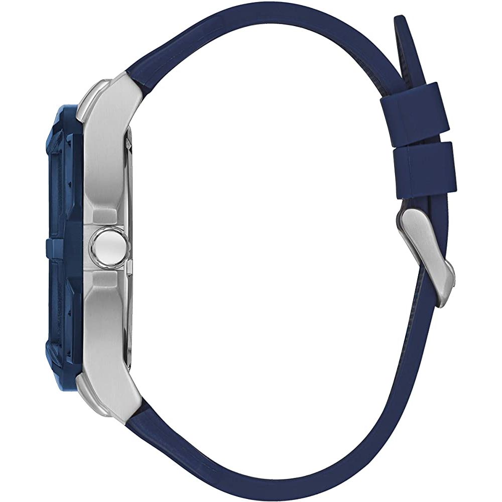 Guess Blue Rubber Watch featuring a stylish blue and silver wristwatch design