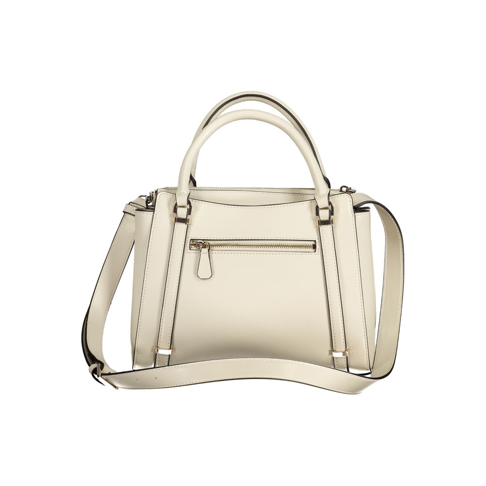 Off-white Guess Jeans Beige Polyethylene Women Handbag with top handles and shoulder strap