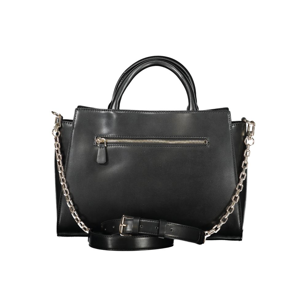 Black leather satchel handbag from Guess Jeans, featuring a stylish black polyethylene design