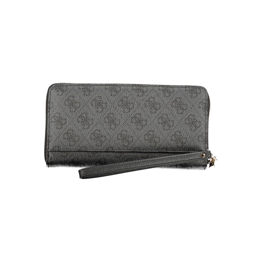 Gray patterned Guess Jeans black polyethylene wallet with wrist strap for stylish storage