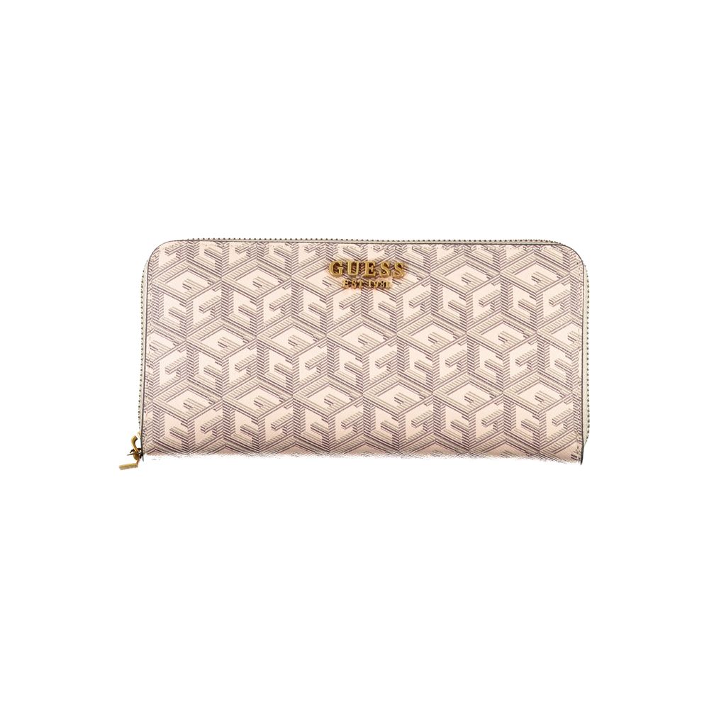 Beige and gray patterned Guess Jeans Chic Multi-Compartment Wallet for stylish organization