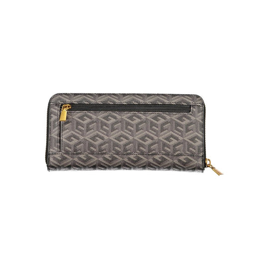 Patterned zip-around wallet from Guess Jeans Elegant in black polyethylene with multiple compartments