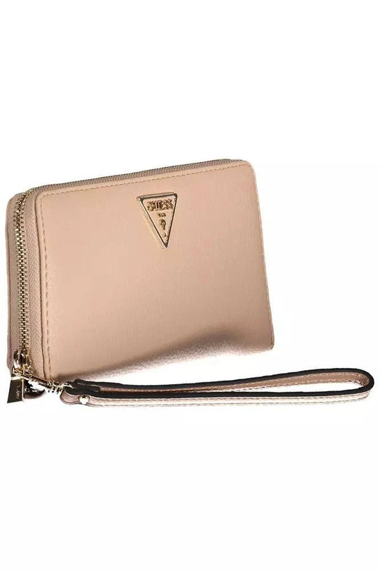 Beige zippered wallet with wrist strap from Guess Jeans for women