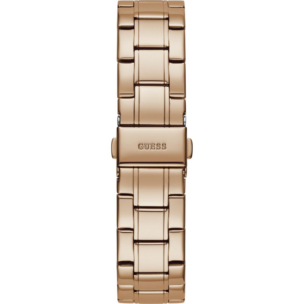 Rose gold watch band on Guess Multicolor Stainless Steel Watch for a stylish look