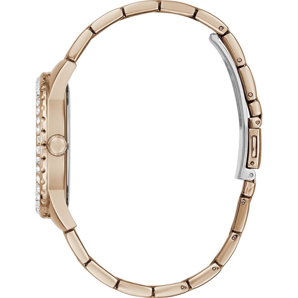 Rose gold wristwatch with crystal bezel from Guess Multicolor Stainless Steel collection