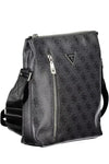 Sleek Black Shoulder Bag with Contrasting Details