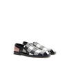 Black And White Leather Flat Shoe