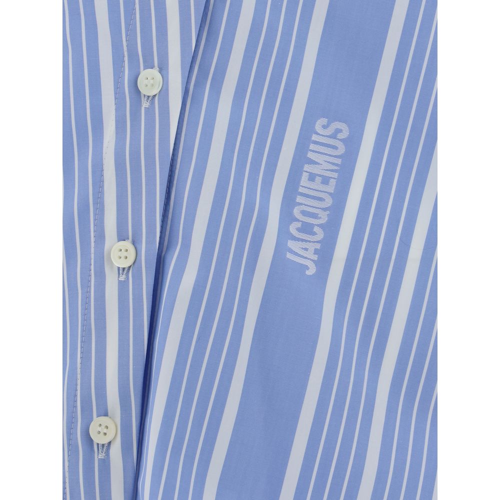 Blue and white striped Jacquemus La Chemise Pablo Shirt with buttons