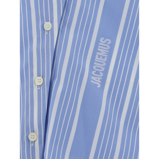 Blue and white striped Jacquemus La Chemise Pablo Shirt with buttons