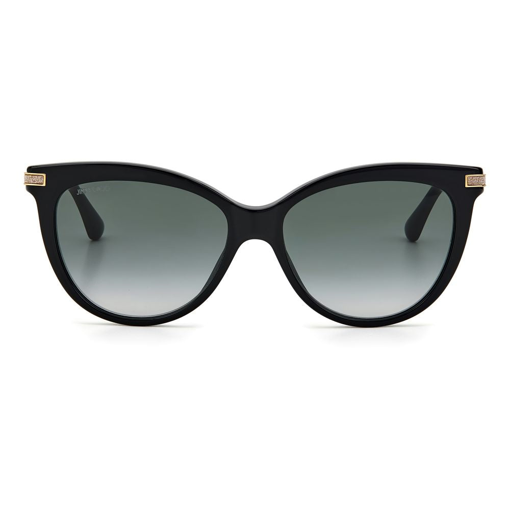 Jimmy Choo Black Acetate Sunglasses featuring stylish cat-eye design and lens bridge temple