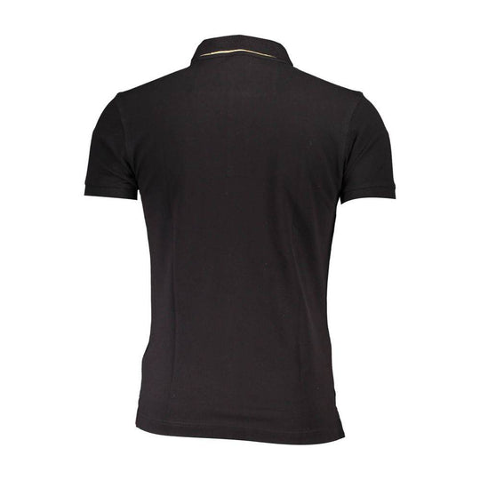 La Martina Black Cotton Men Polo Shirt showcasing a stylish black polo shirt design