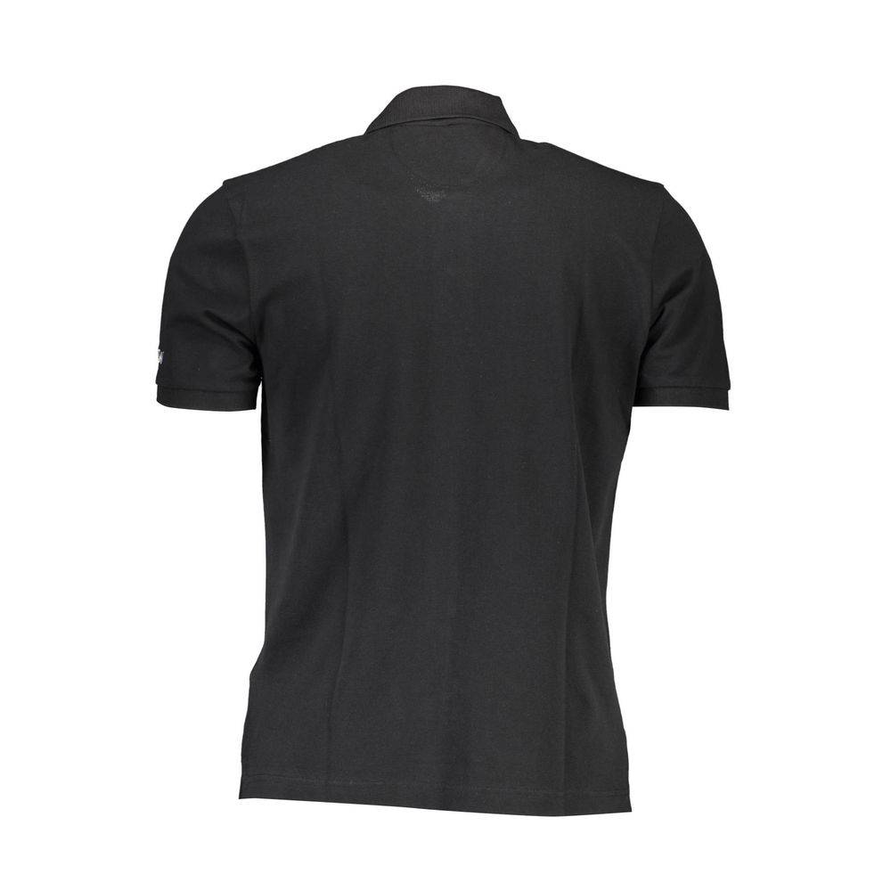 La Martina Black Cotton Men Polo Shirt - M