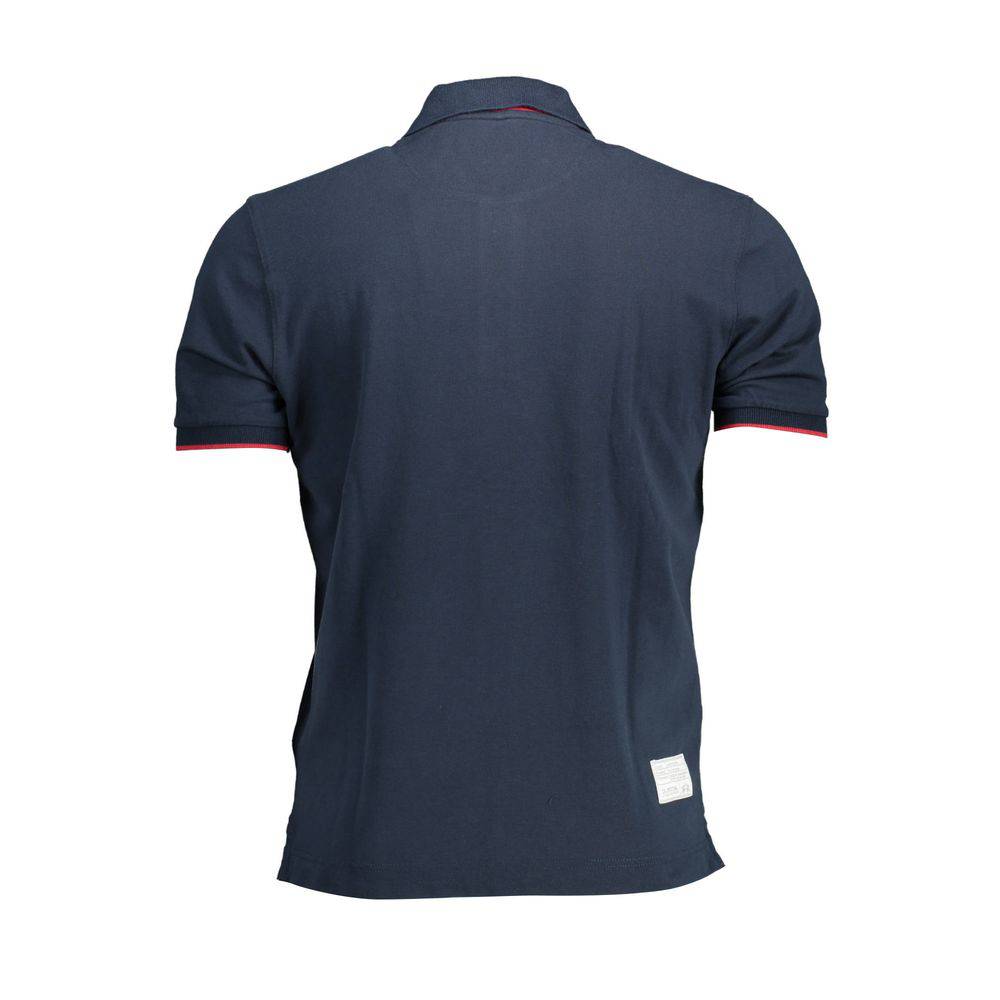 Navy polo shirt with red trim from La Martina Blue Cotton Men Polo Shirt collection