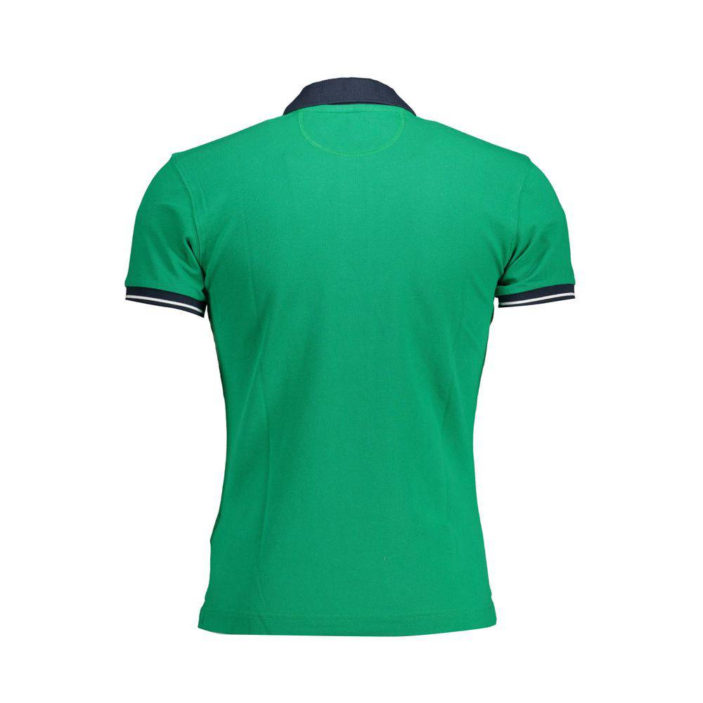 La Martina Green Cotton Men Polo Shirt displayed in vibrant green color