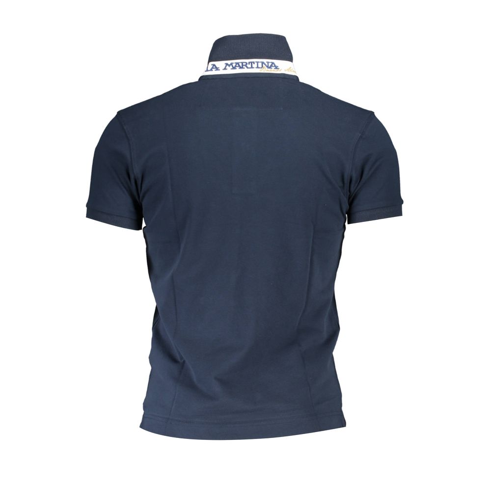 Navy blue La Martina Sleek Slim Fit Polo with contrast details for a stylish look