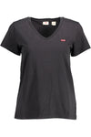 Chic V-Neck Cotton Tee with Emblematic Appeal