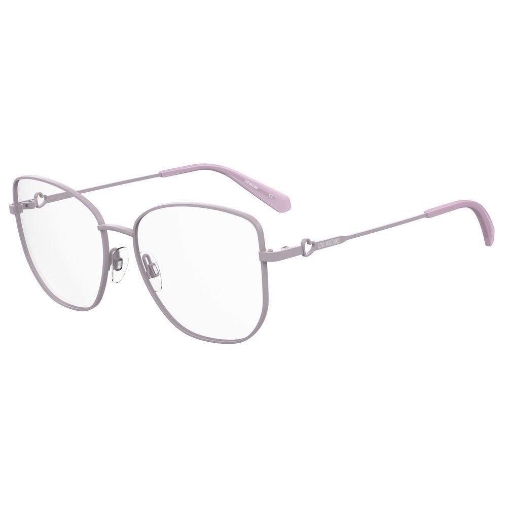 Silver metal eyeglasses with heart accents from Love Moschino Purple Metal Frames