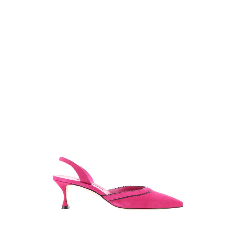 Fuchsia suede slingback heel from Manolo Blahnik Brontiasli Pumps collection