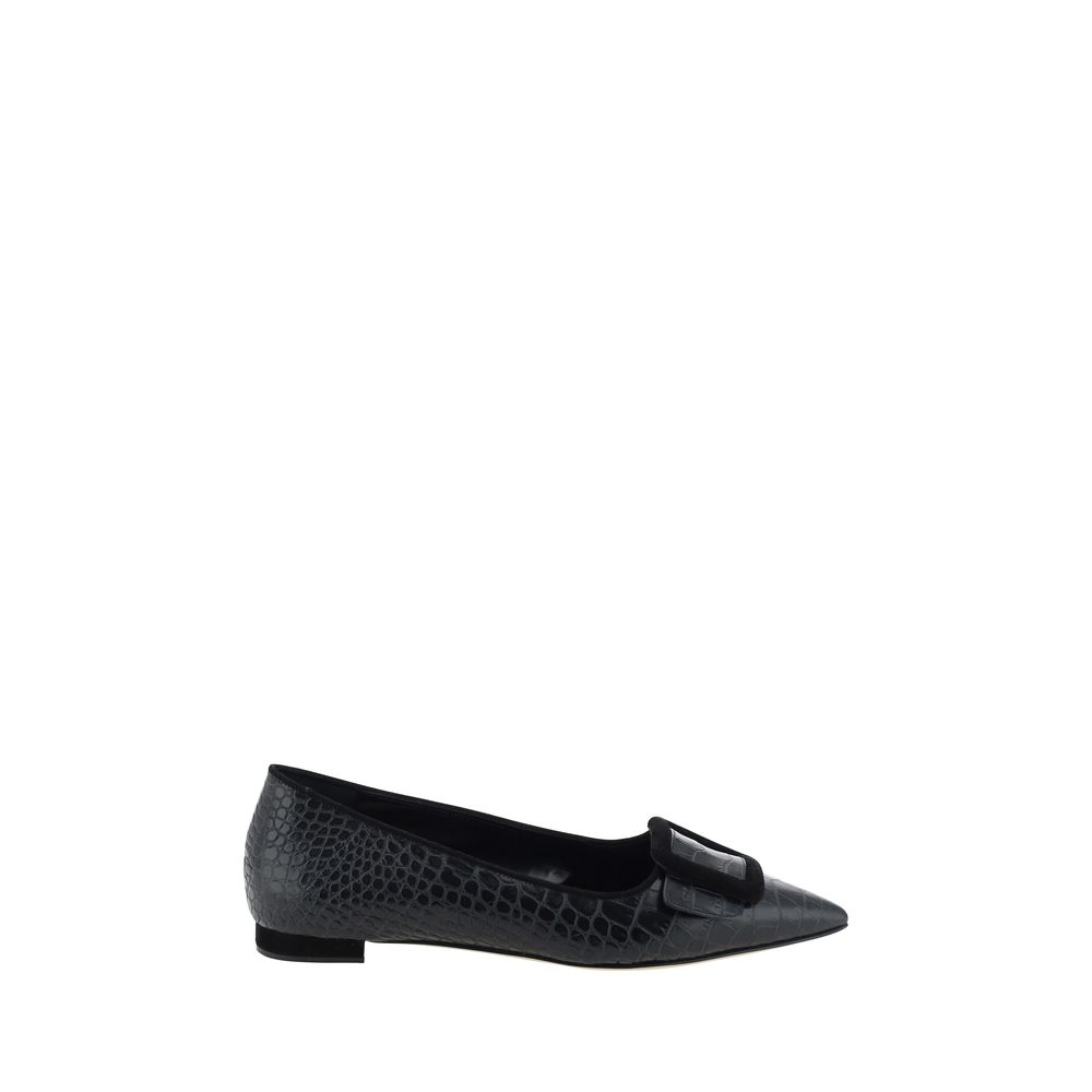 Black reptile-print loafer in Manolo Blahnik Maysale Ballerinas stylish design