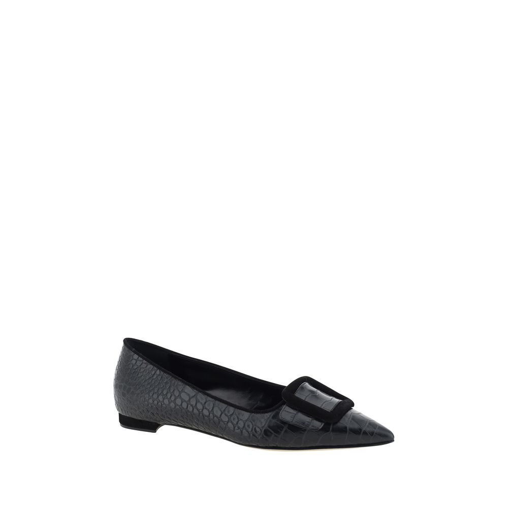 Black pointed-toe loafer from the Manolo Blahnik Maysale Ballerinas collection