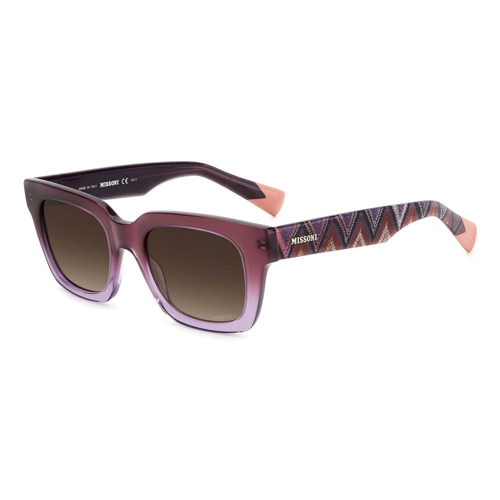 Purple acetate sunglasses with patterned temples by Missoni in a stylish frame