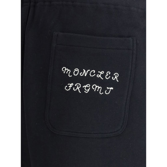 Black pocket with rhinestone lettering on Moncler x FRGMT Sweatshirt Shorts