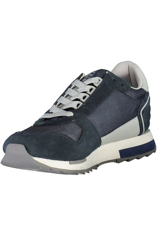 Navy and gray athletic shoe from Napapijri Blue Polyester Men Sneaker collection