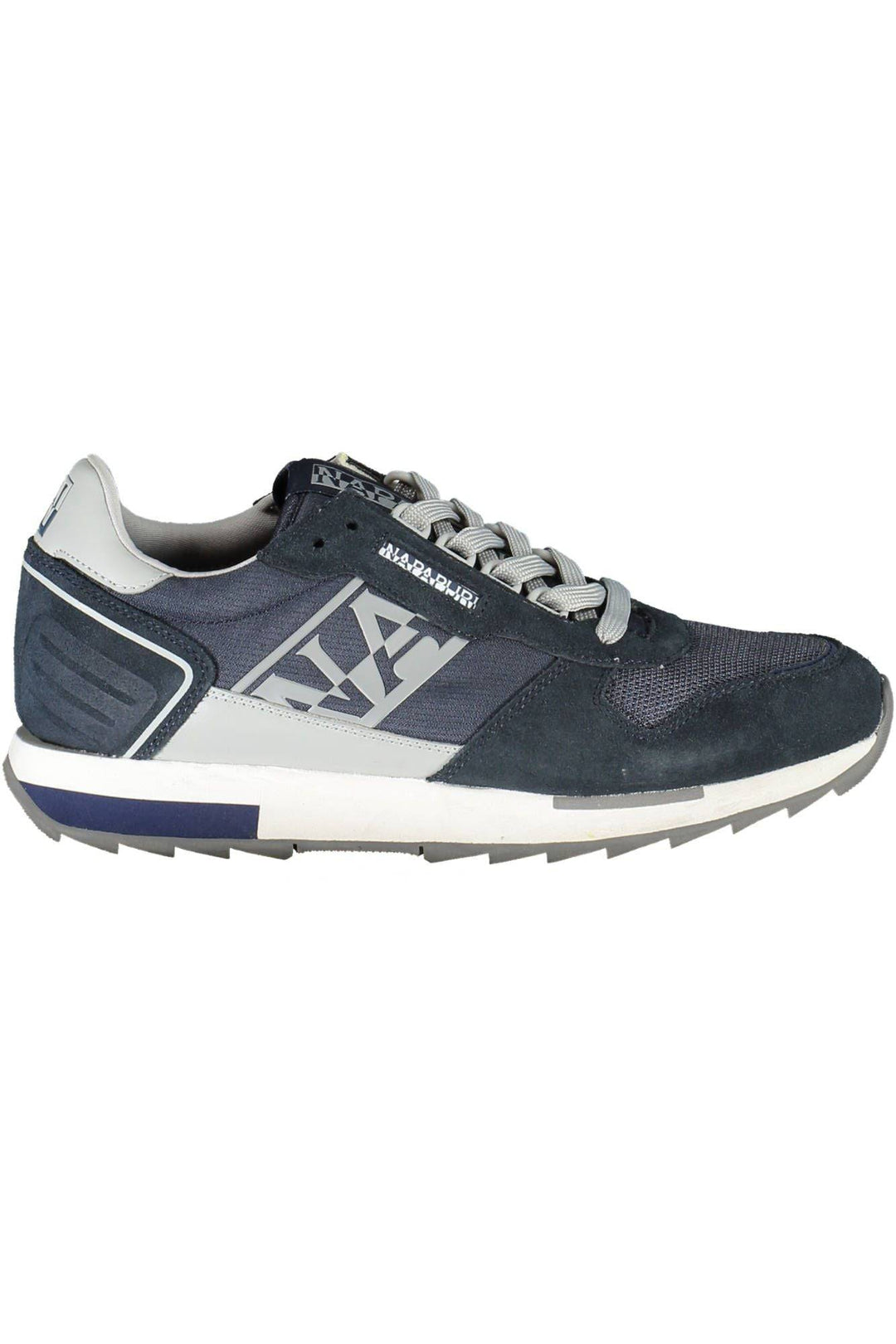 Navy and gray Napapijri Blue Polyester Men Sneaker for athletic performance and style