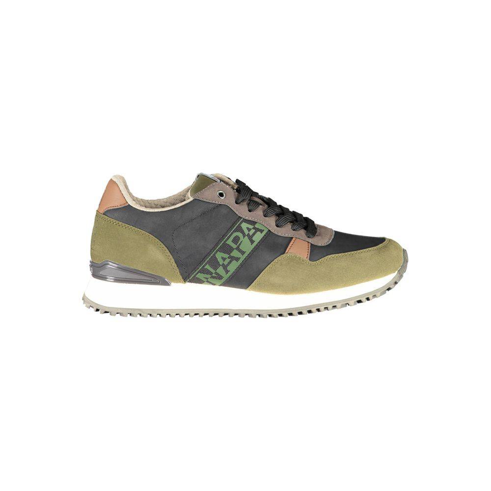 Olive green and black sneaker from Napapijri Green Polyester Men Sneaker collection