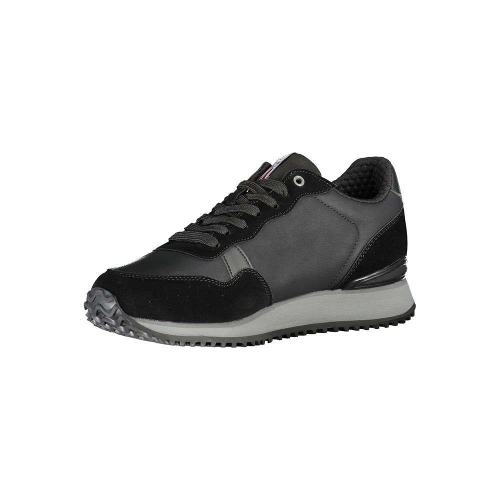 Napapijri Sleek Black Contrast Lace Sneakers in black and gray for running and casual wear