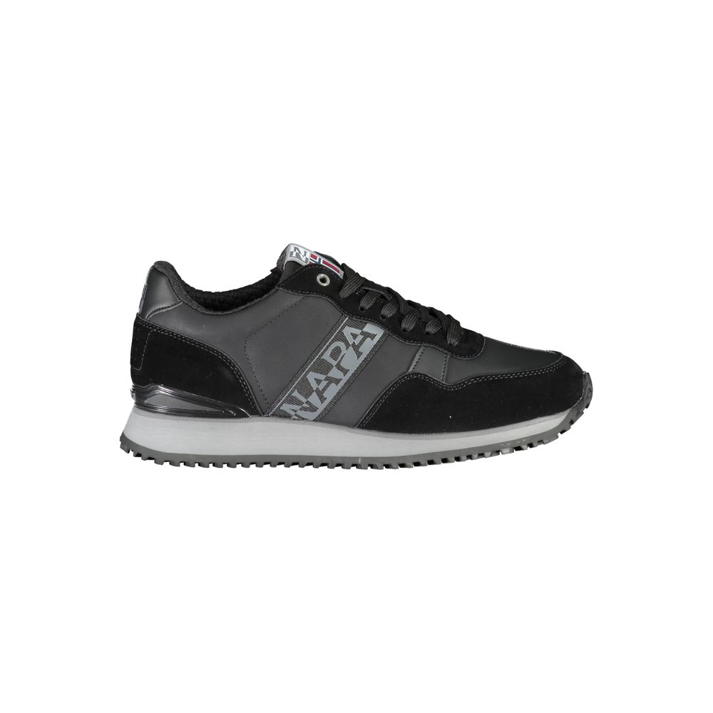 Black and gray Napapijri Sleek Black Contrast Lace Sneakers for stylish comfort