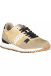 Beige Lace-Up Sports Sneakers with Logo Accent