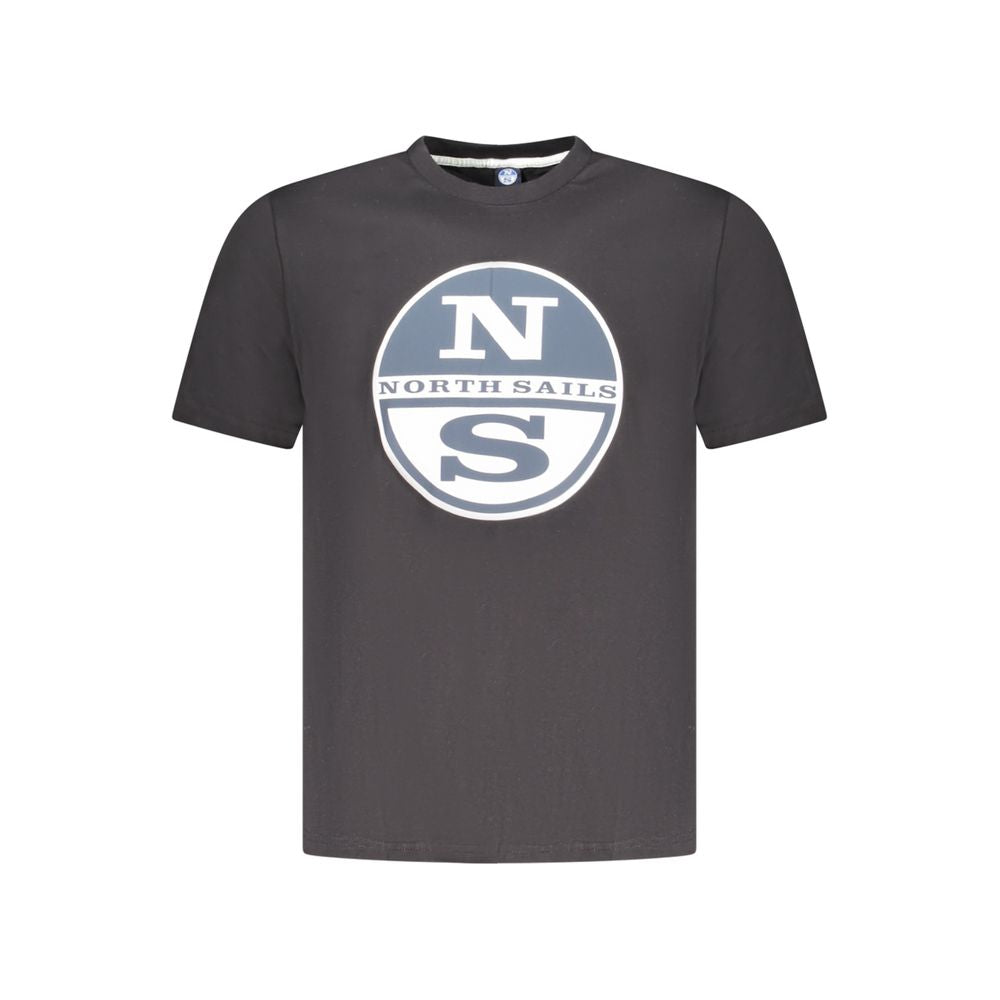 Gray North Sails Black Cotton Men T-Shirt featuring a circular logo design